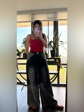 SHEIN Black Wide Leg Flare Jeans